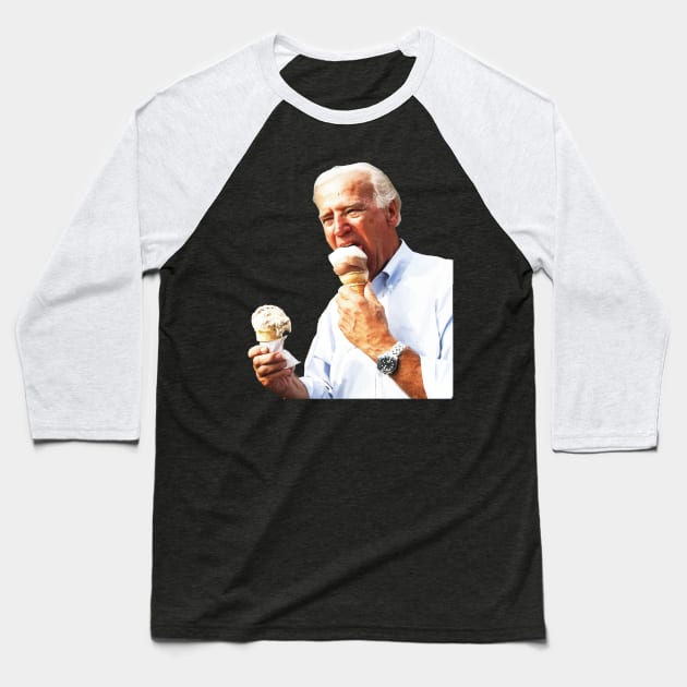 Joe Biden Eating Ice Cream Baseball T-Shirt by SapphereLLC